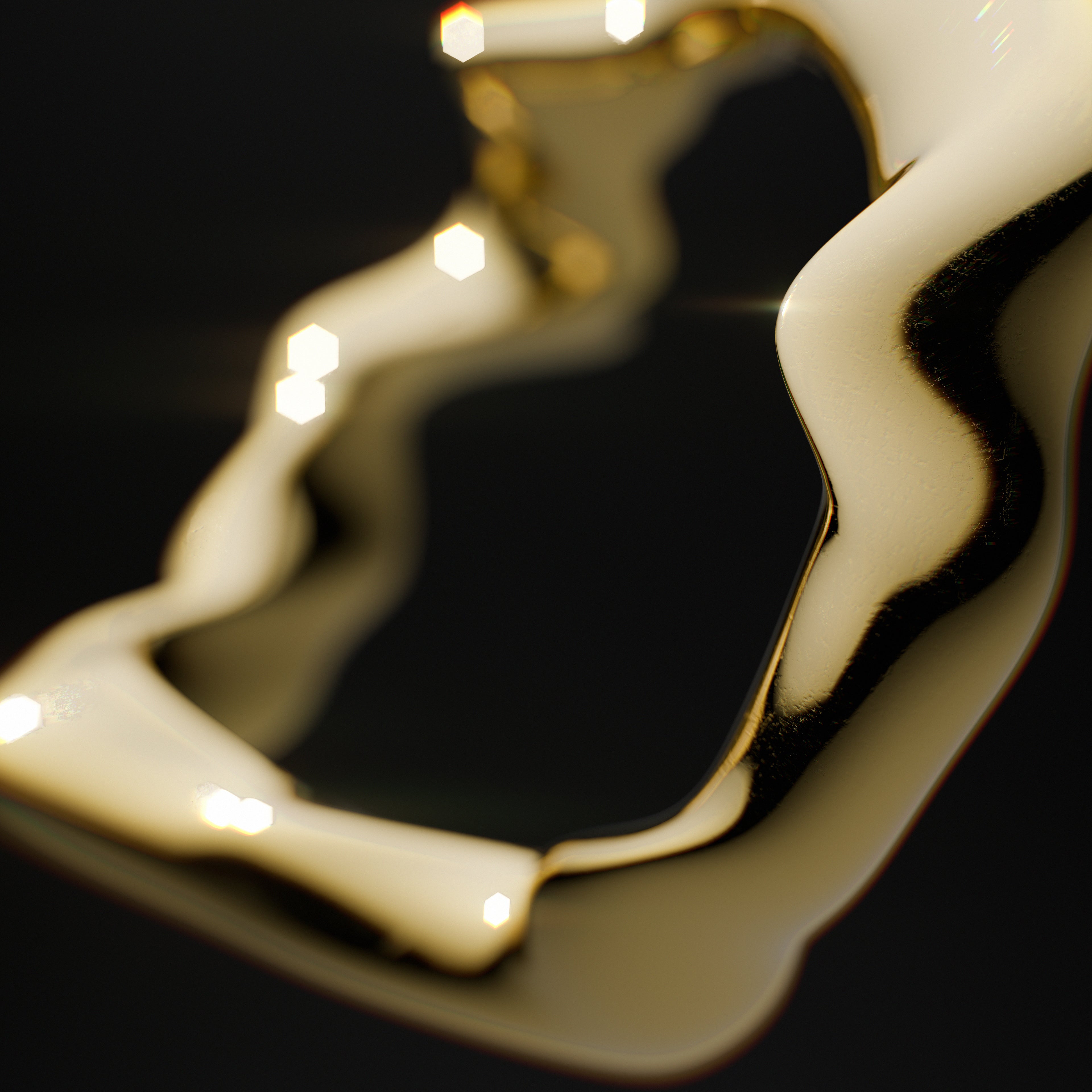 Detail view of the handmade gold Distort ring from the GLOW collection by OFFFHAND. Designed by Michael Rüscher.