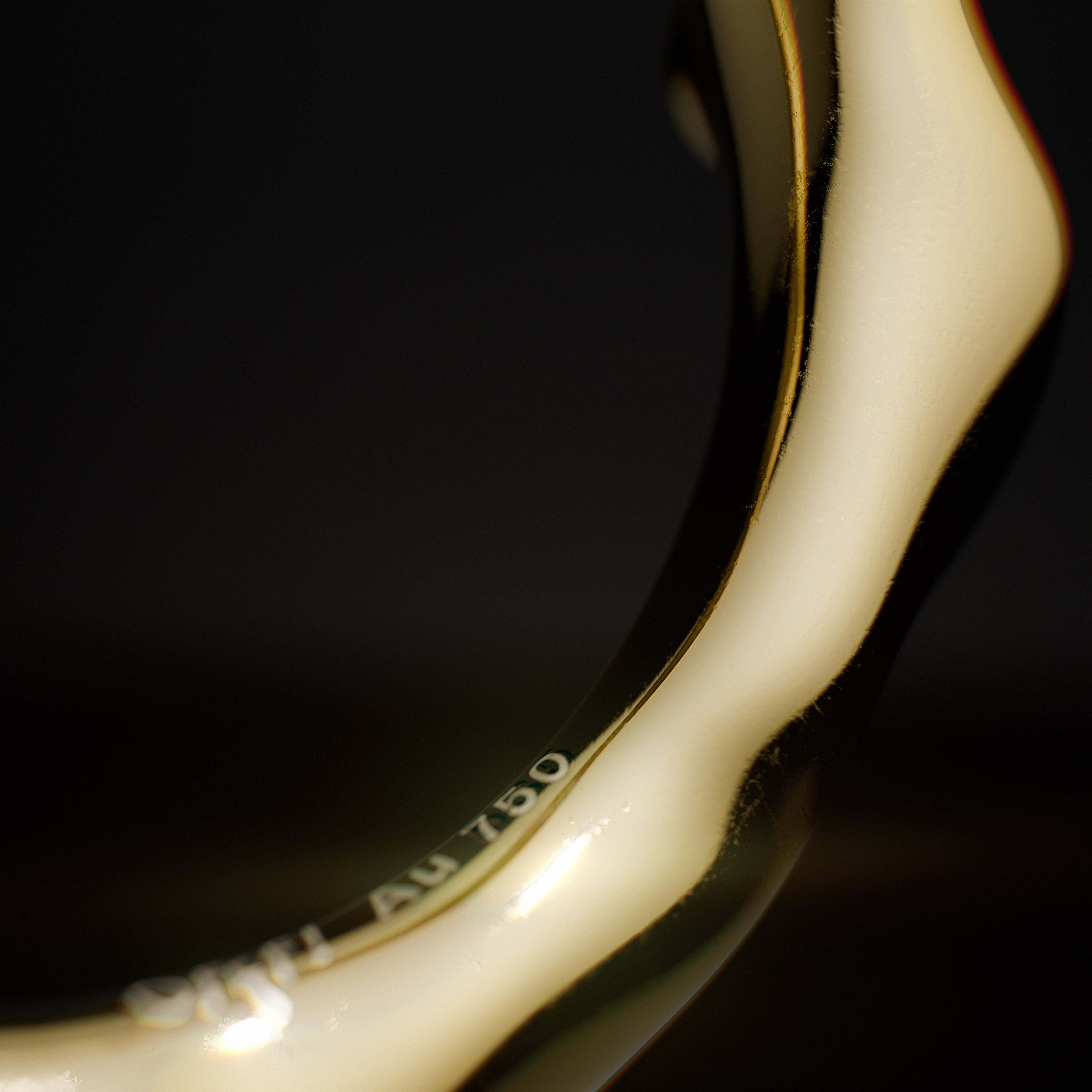 Detail view of the handmade gold Melt ring from the GLOW collection by OFFFHAND. Designed by Michael Rüscher.