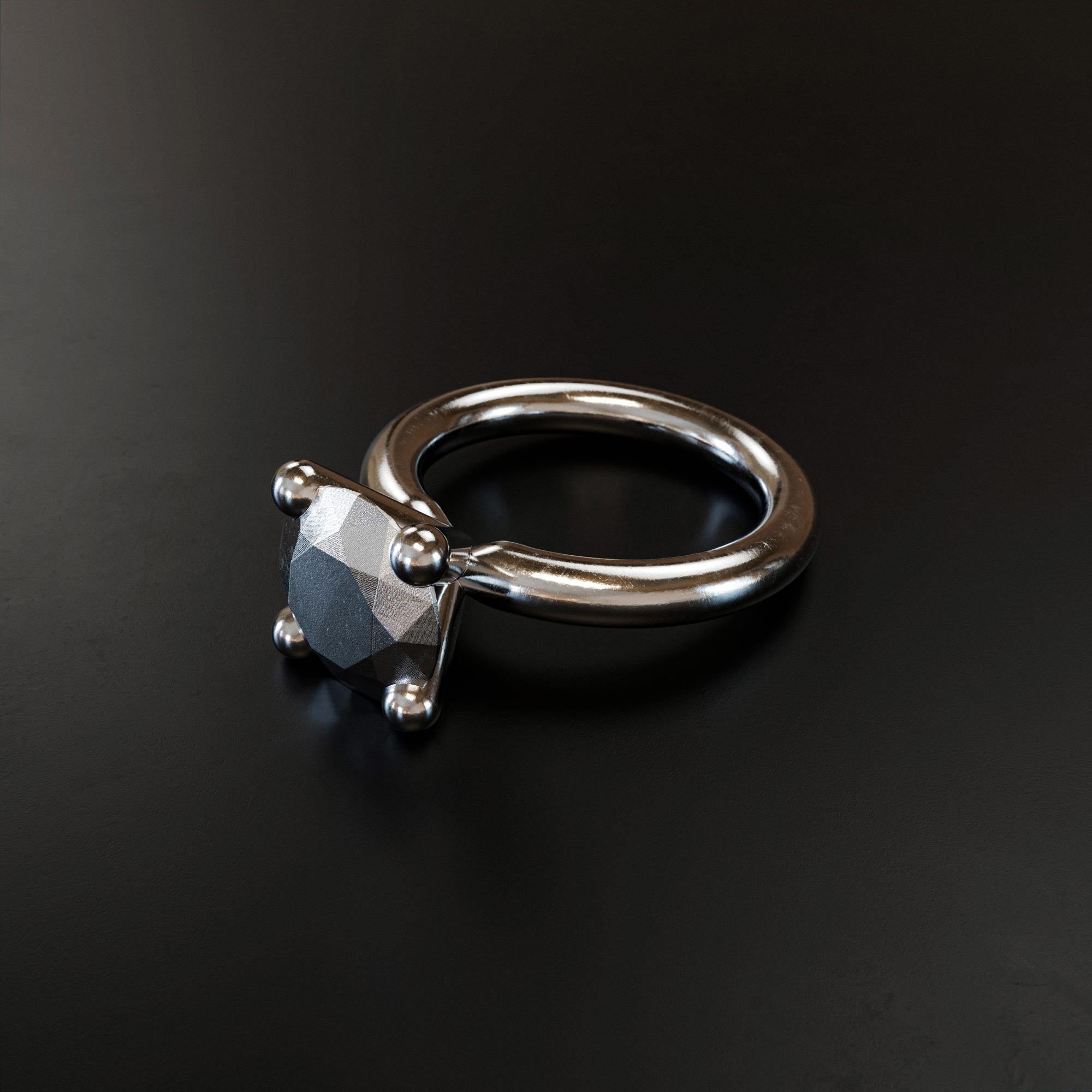 Handmade large platinum brilliant ring from the LOST collection by OFFFHAND. Designed by Michael Rüscher.