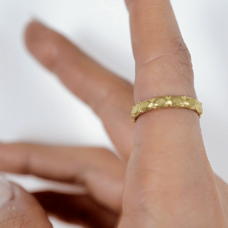 Handmade medium gold memoire ring from the LOST collection by OFFFHAND. Designed by Michael Rüscher.