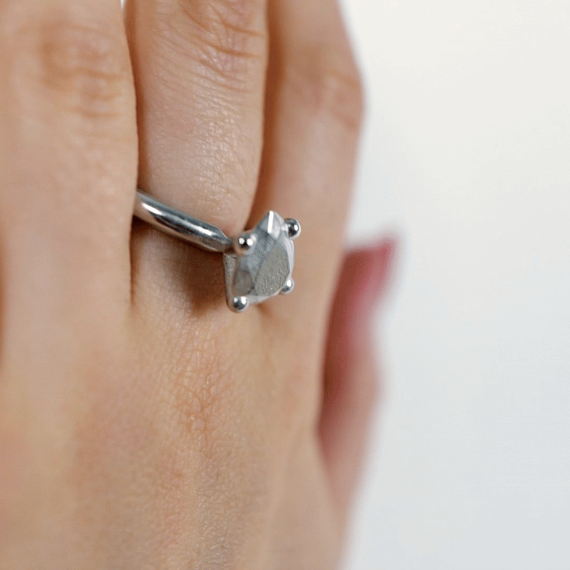 Handmade large silver pear ring from the LOST collection by OFFFHAND. Designed by Michael Rüscher.