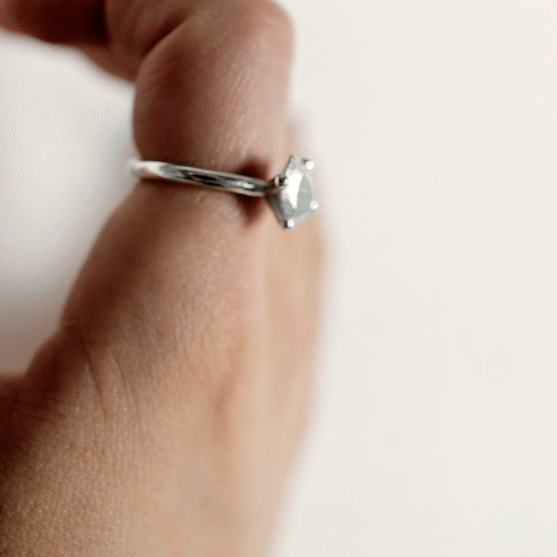 Handmade small silver pear ring from the LOST collection by OFFFHAND. Designed by Michael Rüscher.