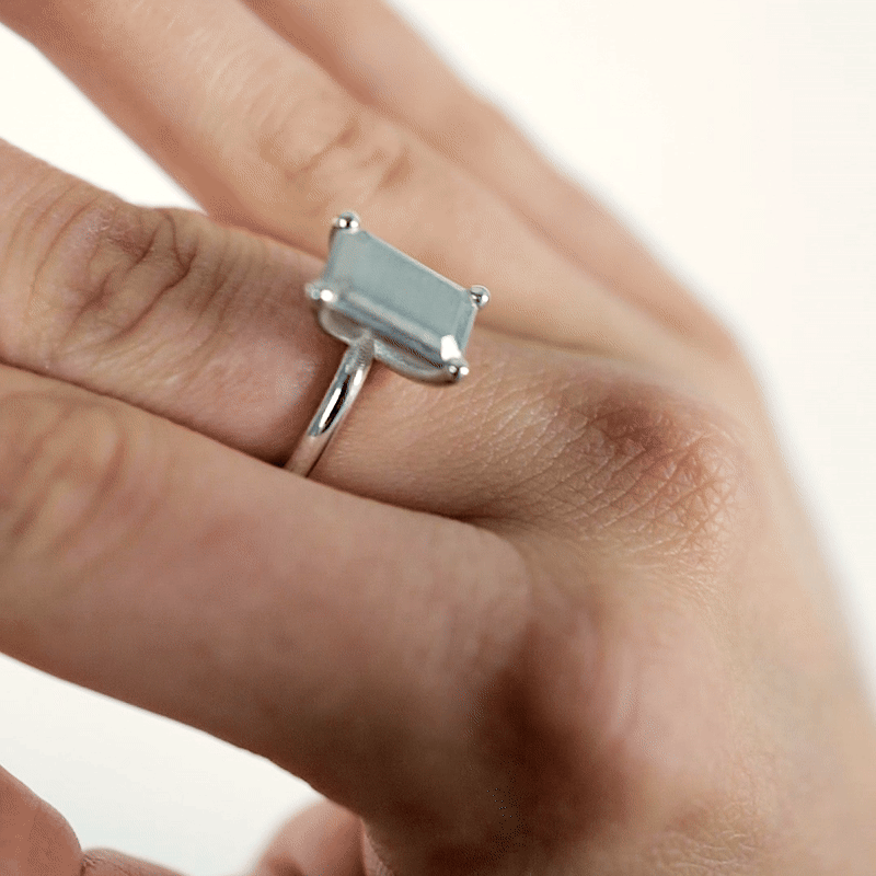 Ring Emerald Small Silver