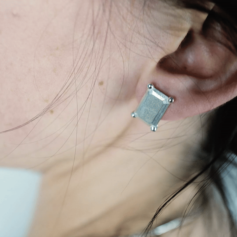Earring Emerald Large Silver