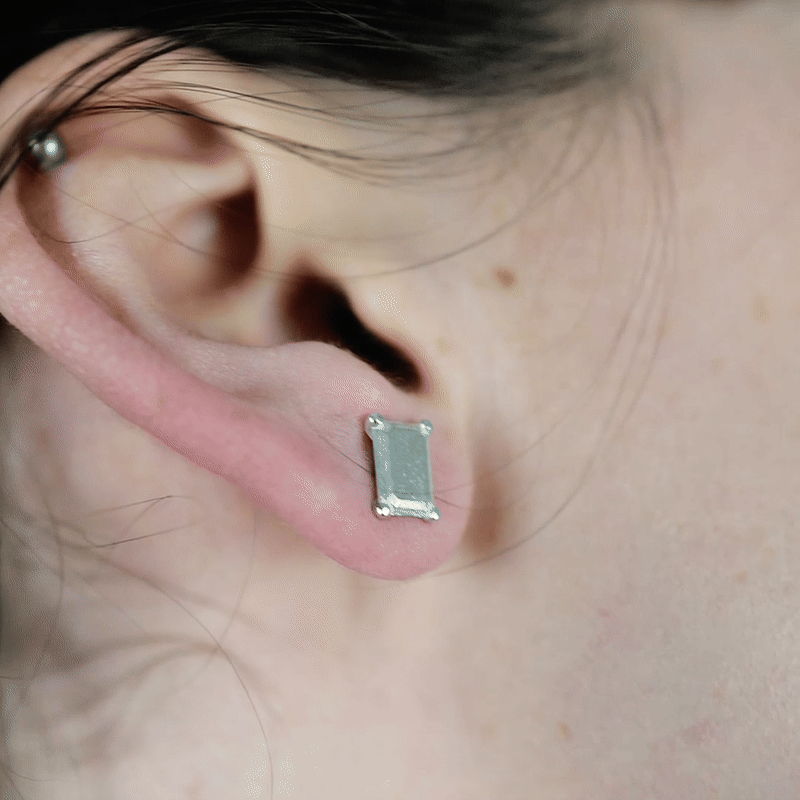 Earring Emerald Small Silver