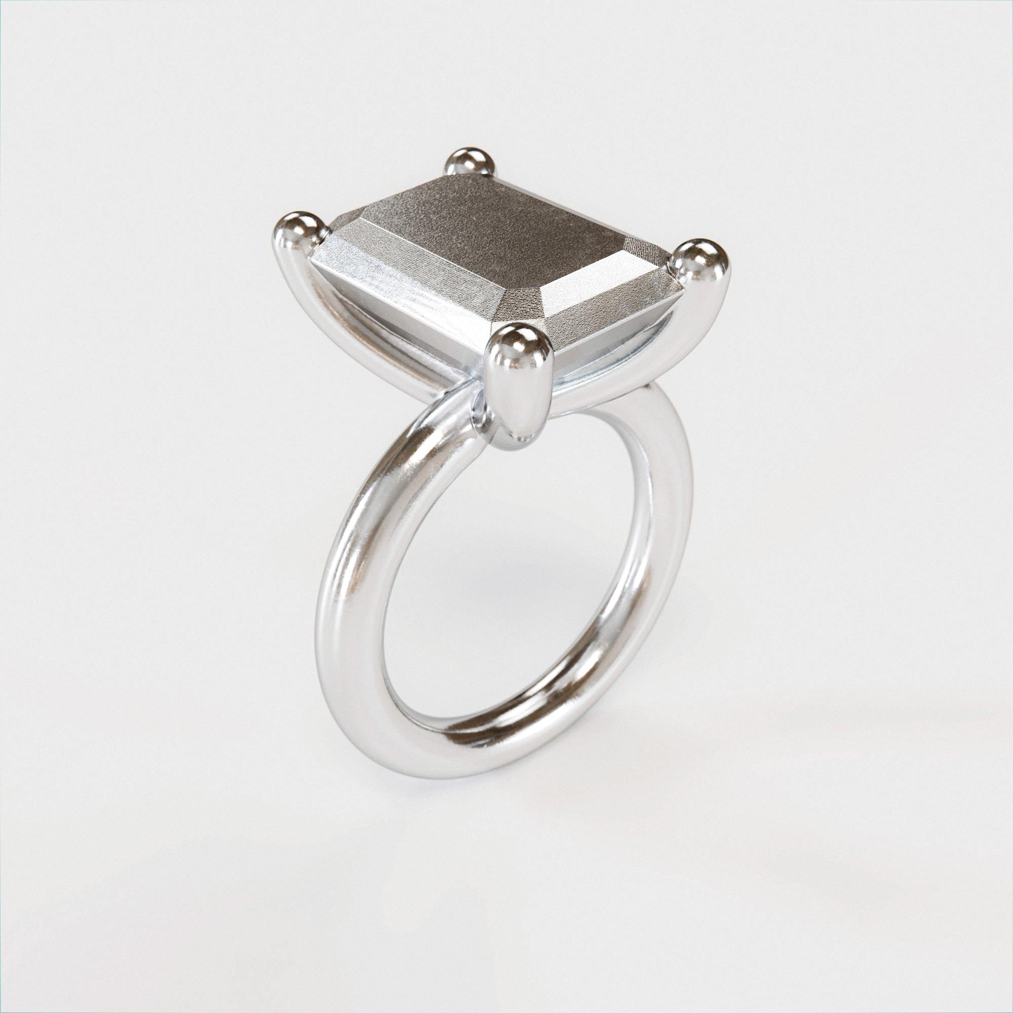 Ring Emerald Large Silver